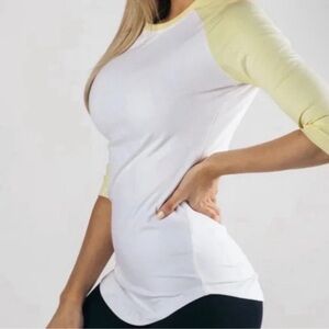 Alphalete White Lemonade 3/4 Sleeve Baseball Tee Size Small NWT